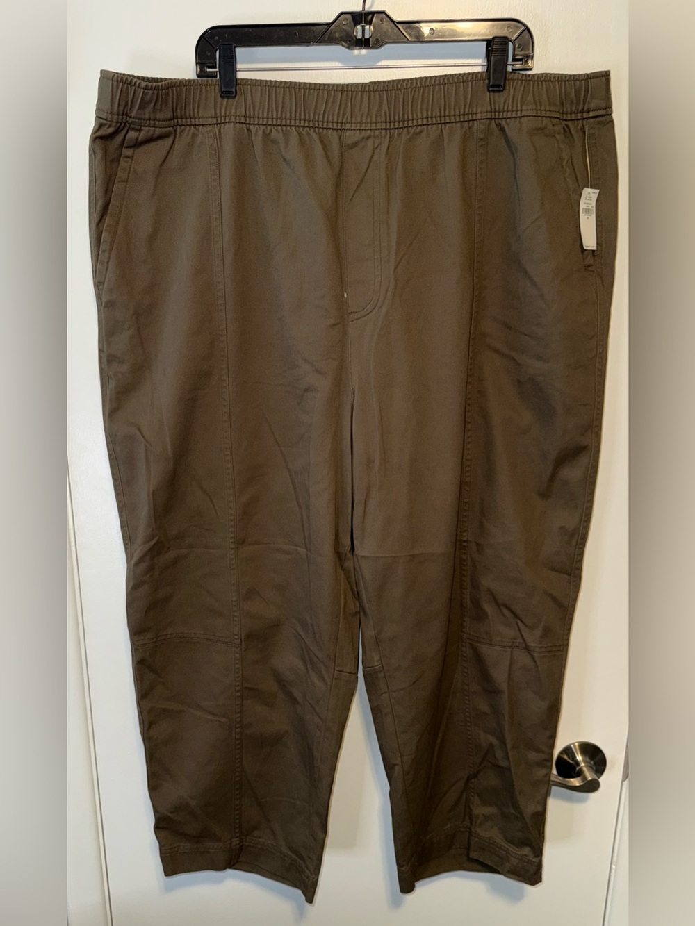 Old Navy Women's Brown Green Elastic-Waist Pull-On Trousers